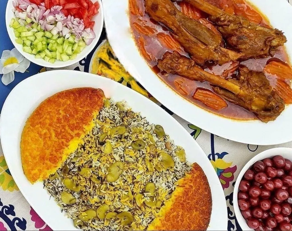 Baghali Polo mit Lammhaxe – Dillreis mit Favabohnen und geschmorter Lammhaxe
