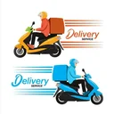 Lieferservice des Santoor: zwei Lieferboten auf Motorrollern